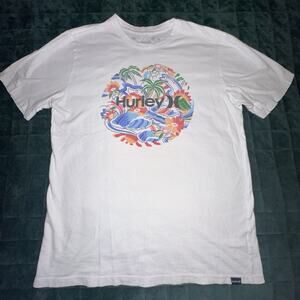 Hurley Mens Short Sleeve Tee Shirt Small (S) White Surfing Weekend